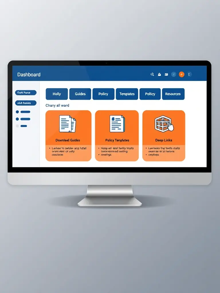 A screenshot of the Graceful Access online resource portal, showcasing downloadable guides and policy templates for hotels.