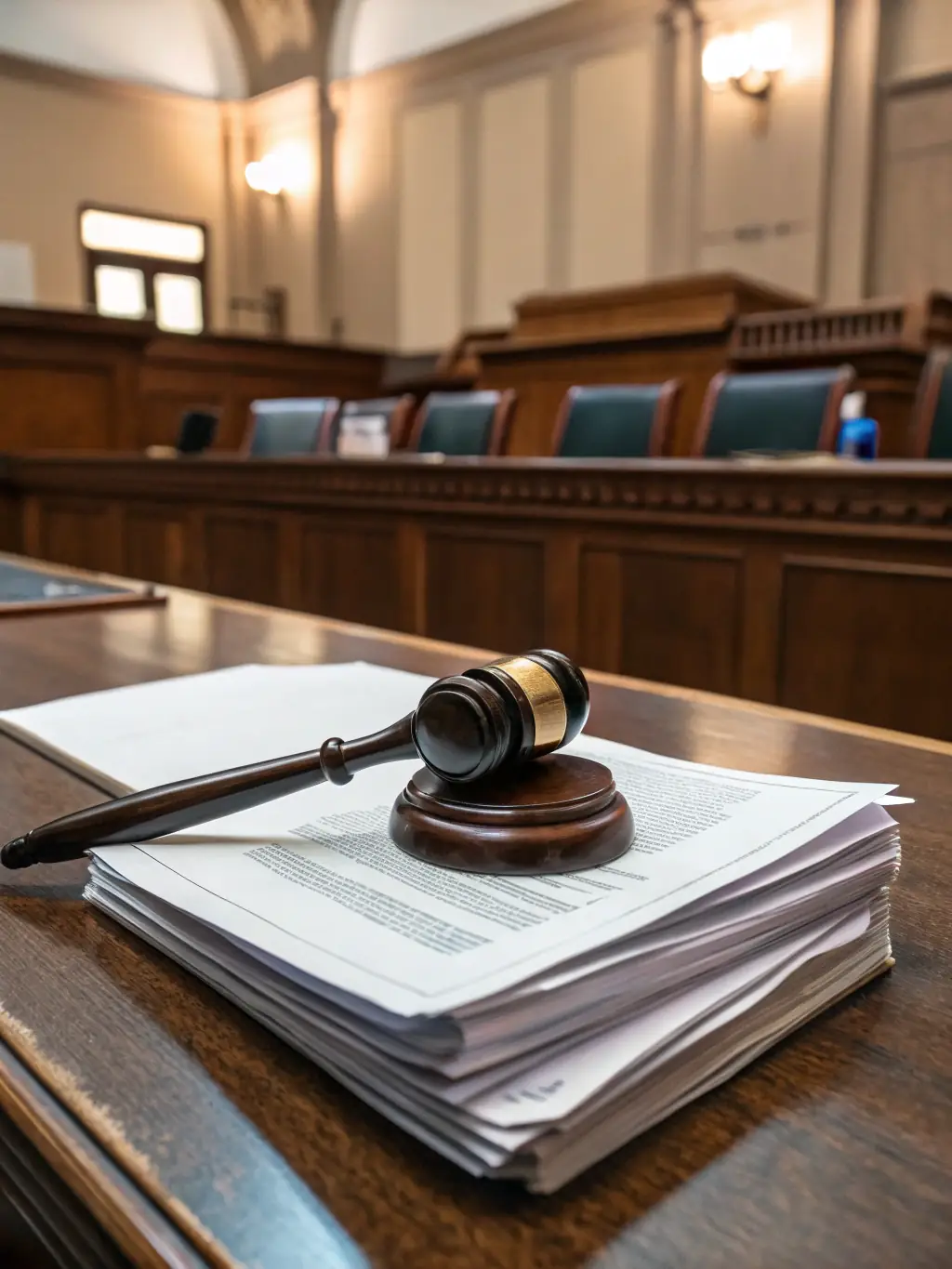 A legal document with a gavel resting on it, symbolizing the potential for lawsuits and financial penalties due to ADA non-compliance.